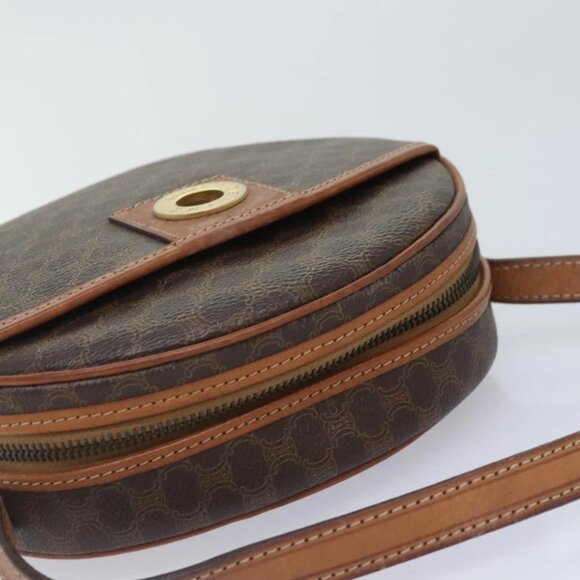 CELINE Macadam Canvas Shoulder Bag PVC Leather Brown Gold Auth 93827 - Picture 7 of 15
